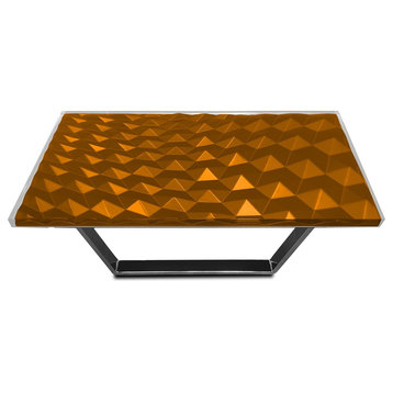 Modern Triangles Coffee Table, Epoxy Resin & Wood, Orange