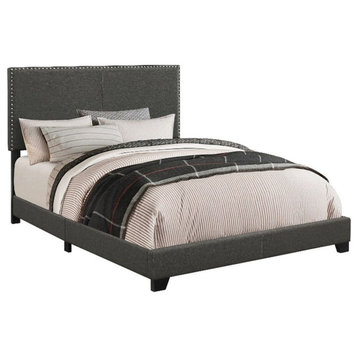Coaster Boyd Fabric Upholstered Queen Bed with Nailhead Trim Charcoal