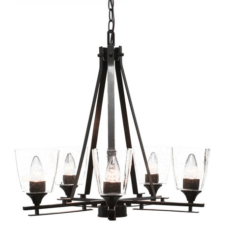 Uptowne 5-Light Chandelier, Dark Granite/Clear Bubble