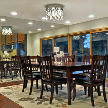 Crystal Rain Ceiling Mount Chandelier in Dining Room