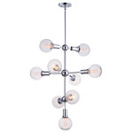 Maxim Lighting - Molecule 9-Light Pendant with G40 CL LED Bulbs - This fun contemporary design brings high scale look at a very affordable price. Straight line frames of Polished Chrome or Satin Brass look the best with your favorite G40 bulb. Add our LED G40 to this collection for the ultimate in high tech design.