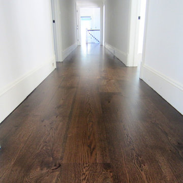 AMAGANSETT: 10" COUNTRY GRADE WHITE OAK INSTALLED, FINISHED W EBONY/ESPRESSO MIX