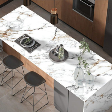 Calacatta Luxe: iSlab  8'x4' Porcelain Slabs projects