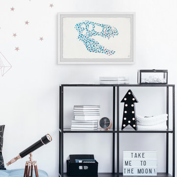 "Patterned Dino Skull" Framed Painting Print