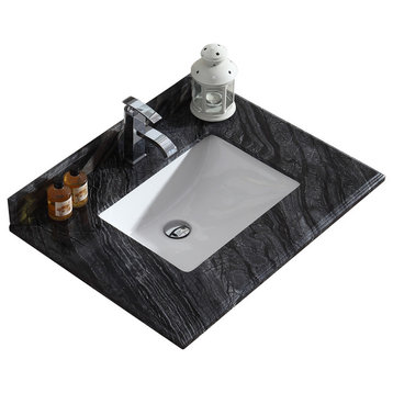 Black Wood Countertop - 30" - Single Hole with Rectangle Sink
