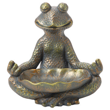 14.25"H Bronze MGO Yoga Frog Statue