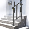Wrought Iron Handrail Outdoor Stair Rail with Installation Kit, Black, Fit 2-3 Steps