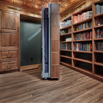 Rotating Hidden Wall Bed - Oiled Walnut Library