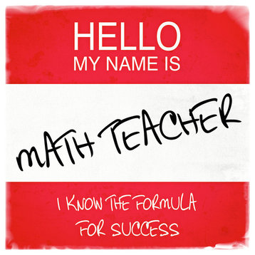 Hello My Name Is Math Teacher Textual Art on Wrapped Canvas