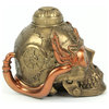 Antique Bronze Finish Retro-Futuristic Steampunk Human Skull Tabletop Statue