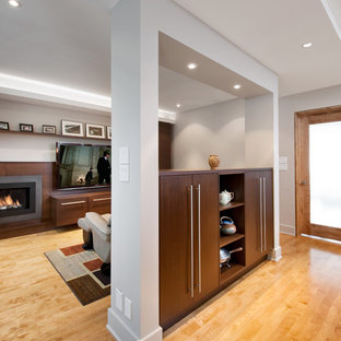 Inspiration for a contemporary home theater remodel in Ottawa