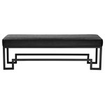 Shatana Home - Laurence Bench, Frame, Black; Upholstery, Faux Black Gator - Gorgeous bench that features a high polished stainless steel base. The angular polished metal base topped with a textural cushion combine to create a luxurious seating experience. No assembly required. Seat height is 18".