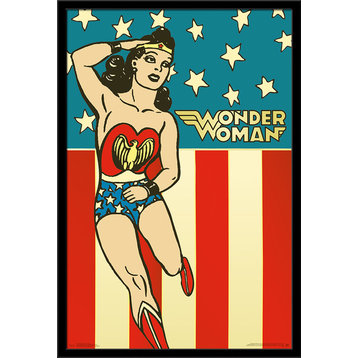 Wonder Woman Vintage Poster, Black Framed Version