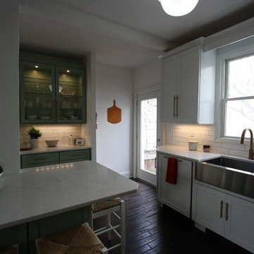 Jersey City NJ Transitional White Kitchen Dark Hardwood Floors