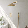 10" Wall Mounted Rainfall Shower Head With High Pressure Hand Shower, Brushed Gold, 10 Inches