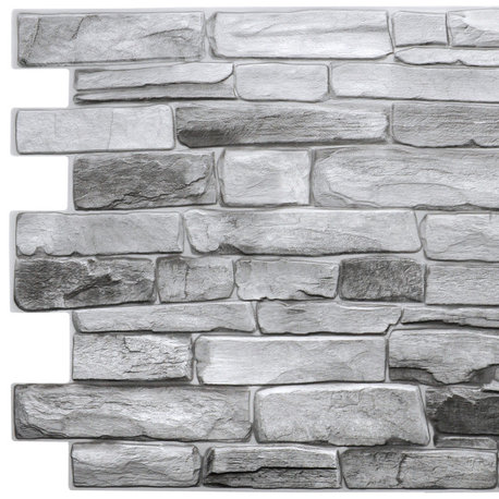 Grey Stone 3D Wall Panels, Set of 5, Covers 26.5 Sq Ft
