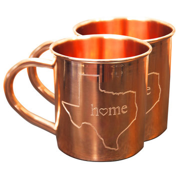 Texas Home Copper Mugs, 14oz, Set of 2