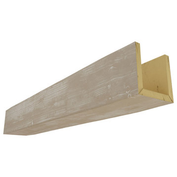 12"W x 4"H x 8'L 3-Sided Sandblasted Faux Wood Beam, White Washed