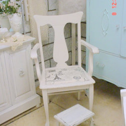 Painted Arm Chair w/French Upholstered Seat - Products