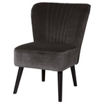 COZY LIVING - Velvet Bedroom Chair, Charcoal - Add a touch of luxury to your home with this stunning charcoal grey bedroom chair.