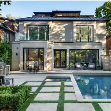 Contemporary Outdoor Pool, Walkway and Stepping Stones