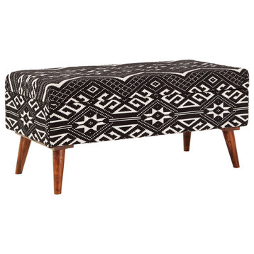 Cababi Upholstered Storage Bench Black and White