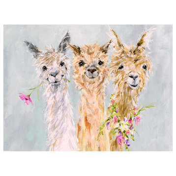 "Sweet Alpacas" Stretched Canvas Art by Susan Pepe, 24"x30"