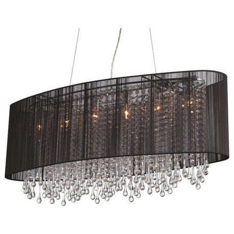 Avenue Lighting HF1503BLK Six Light Beverly Dr. Black Silk String