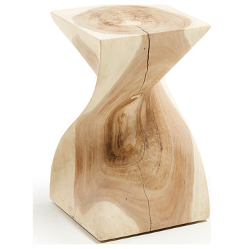 Square Carved Wood Side Table | La Forma Hakon