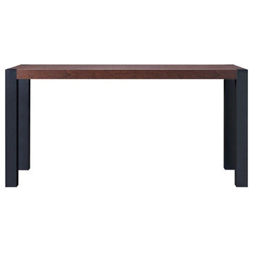 Bowery Hill Wood Rectangle Dining Table in Walnut and Black Finish