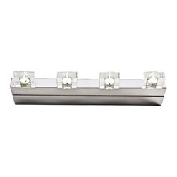 Stainless Steel Base Crystal Bar LED 4 Lights Wall Mirror Light - Products