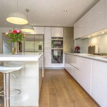 Contemporary white kitchen, Kingston, Surrey