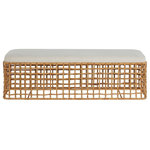 Universal Furniture - Universal Furniture Getaway Coastal Living Rattan Bench - A full-bodied texture piece, the Rattan Bench features an interlaced wicker body with an upholstered seat, making it the perfect accent piece for bed-ends, hallways, and more.