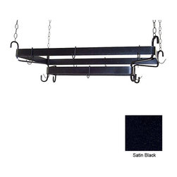30" French Display Rack with Grid, Chain & 12 Hooks - Satin Black - Pot Racks And Accessories