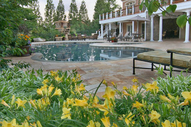 Photo of a large contemporary full sun backyard stone landscaping in DC Metro.