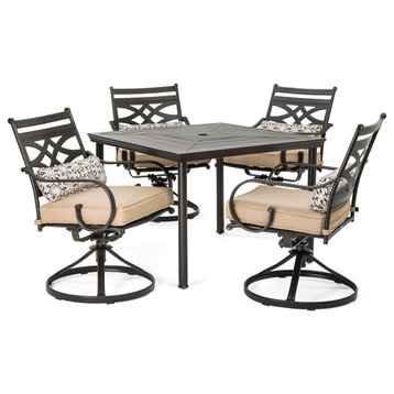 Hanover MCLRDN5PCSQSW4 Montclair Five Piece Steel Outdoor Dining - Tan