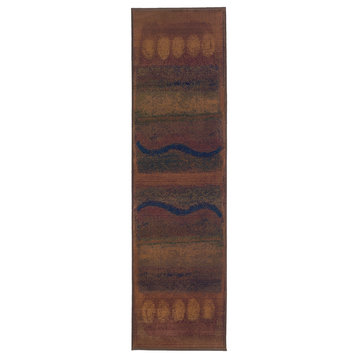 Oriental Weavers Kharma II Gold/Green Abstract Indoor Area Rug 2'6"X9'1"