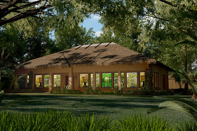 3D rendering - landscape - thatch roof