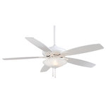 Minka Aire - Minka Aire F522-WH Ceiling Fan Mojo White - 52`` 5-Blade Ceiling Fan in White Finish with White Blades with Frosted White Glass