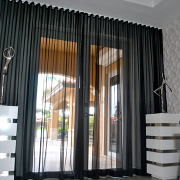 Beatriz Miami Lakes - Ripple Fold Black + Silver Sheer Drapes