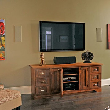 Tv Mounted on Wall with 5.1 Surround Sound System - In Wall
