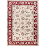 KAS Rugs & Home - Avalon 5613 Ivory and Red Mahal Rug, 7'10"x9'10" - Avalon 5613 Ivory/Red  Mahal 7'10" x 9'10". Machine-Made of 100% Polypropylene with No Backing. Made in Turkey. Vacuum regularly & spot clean stains. Professional cleaning recommended periodically.