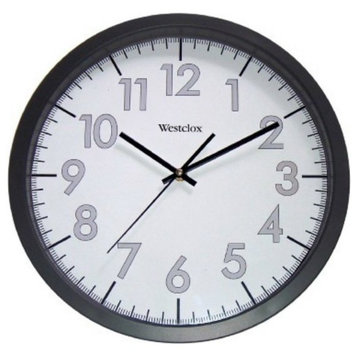 Westclox® 32067 Round Office Commercial Wall Clock, Black Case, 14"