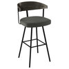 Quinton Swivel Stool, Black/Charcoal Grey Polyester, Counter Height