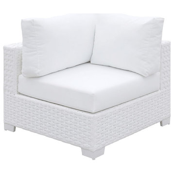 Furniture of America Arthur Contemporary Rattan Patio Corner Chair in White