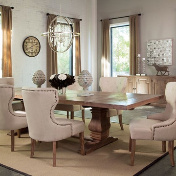Donny Osmond Home Florence Side Chair in Brown with Beige Fabric