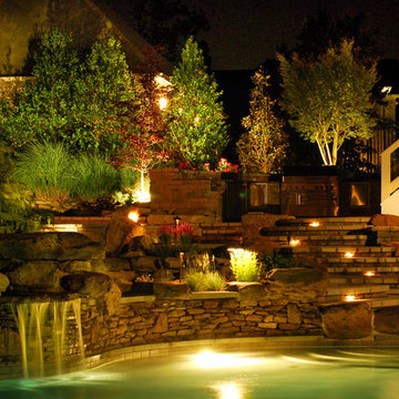Artistic Night Lighting ~ Affordable Lawn Sprinklers and Lighting