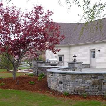 Bluestone Patio with Granite Cobblestone walls