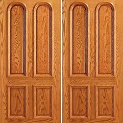 Front Mahogany 4 Panel, Arch Panel, Traditional Double Door - Front Doors