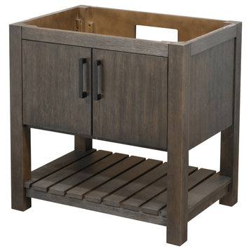 30" Bathroom Vanity in Solid Wood with a Café Mocha Finish and Handles, Matte Black